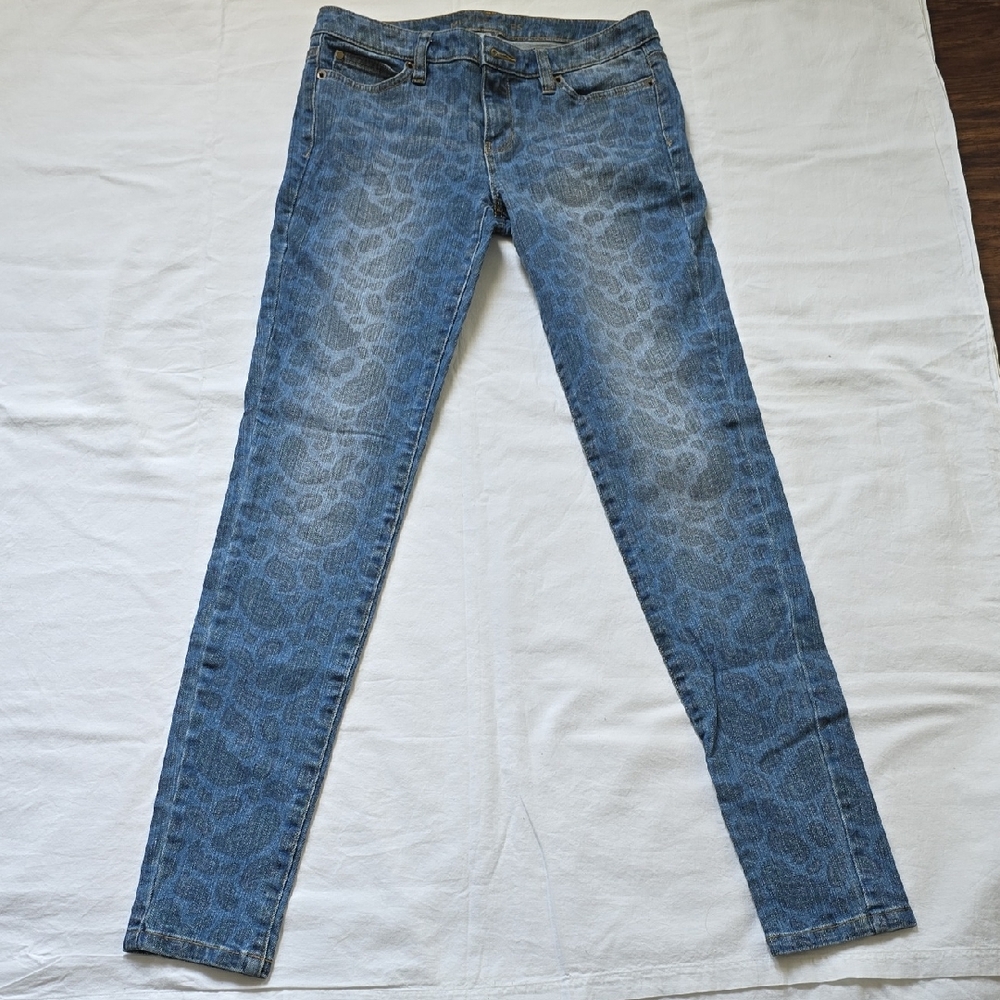 Michael Kors Blue Patterned Skinny Jeans - Picture 1 of 9